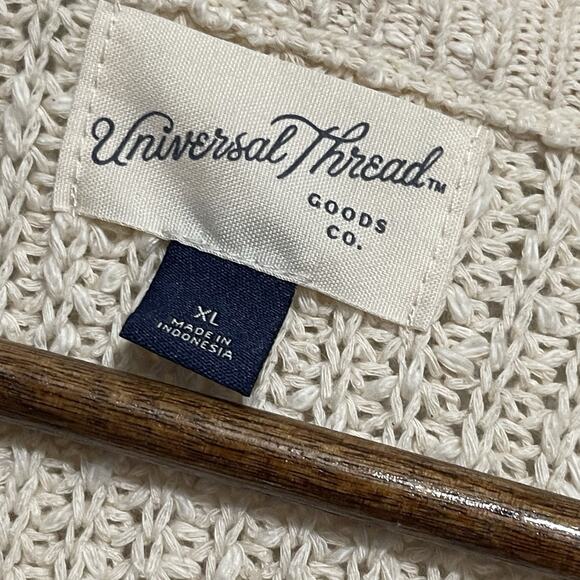 Universal Thread Bishop Sleeve Cardigan Sz XL Cream Grandmacore Academia - Picture 3 of 5